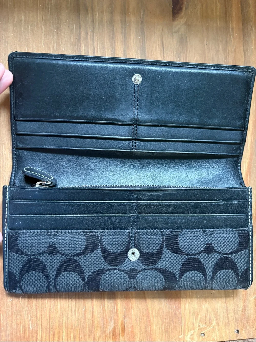 Coach Black Signature Continental Wallet